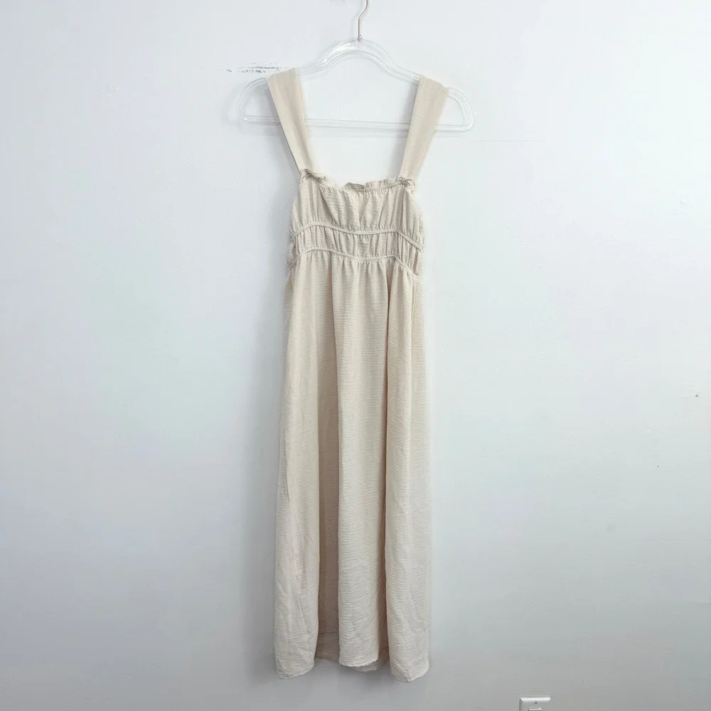 The Frolic Cream Ruched Tie Front Maxi Dress US 2 Side Slit - Picture 8 of 8
